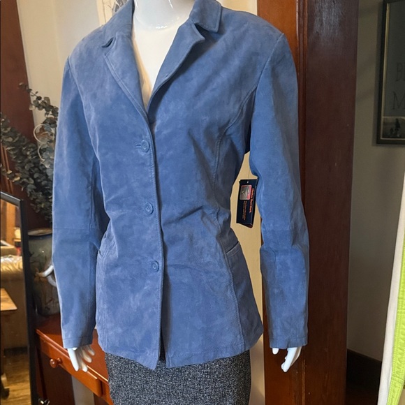 Denver Hayes Jackets & Blazers - NWT Denver Hayes size large royal Blue Suede Women's Jacket